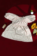 Off-White and Pink Floral Georgette Frock