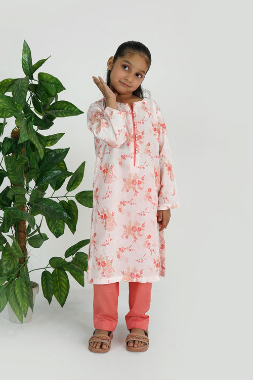 Noori Blush Bloom Location Print Dress